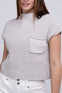 Mock Neck Short Sleeve Cropped Sweater-6