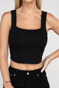 Cotton Square Neck Cropped Cami Top-5