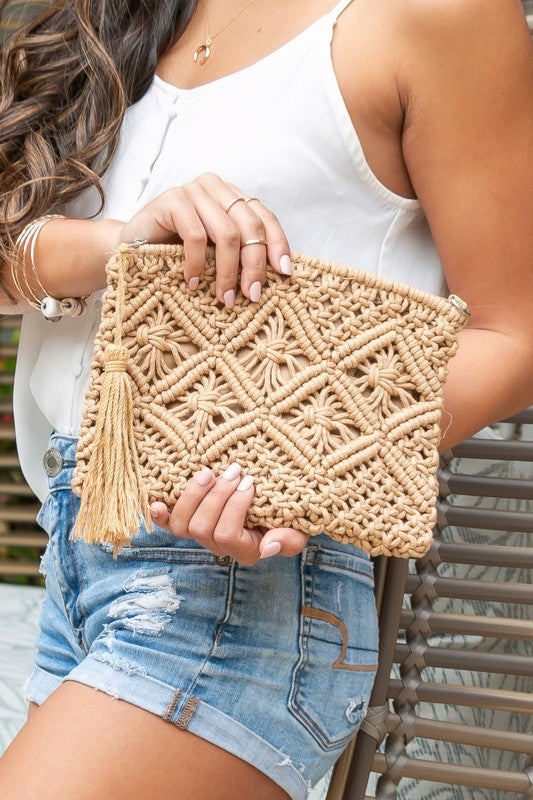 Macrame Tassel Clutch-1