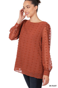 Swiss Dot Round Neck Blouse-0