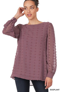 Swiss Dot Round Neck Blouse-2