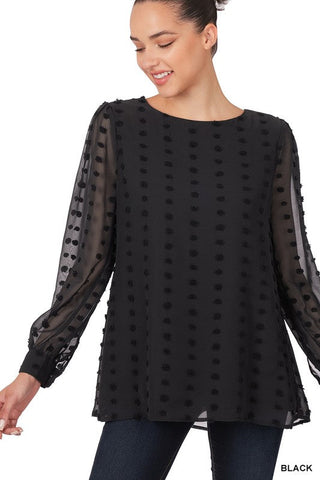 Swiss Dot Round Neck Blouse-1