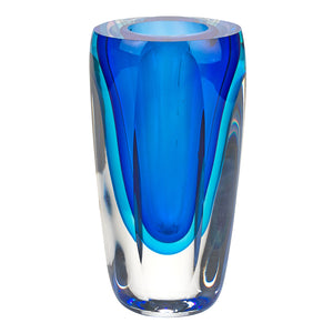 6 Mouth Blown Blue Art Glass Vase-0