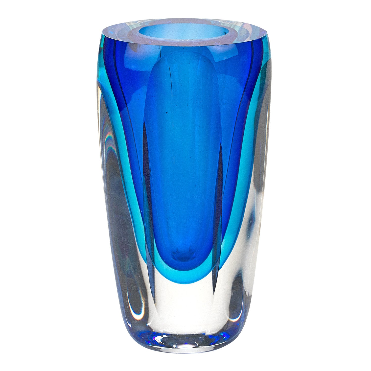 6 Mouth Blown Blue Art Glass Vase-1