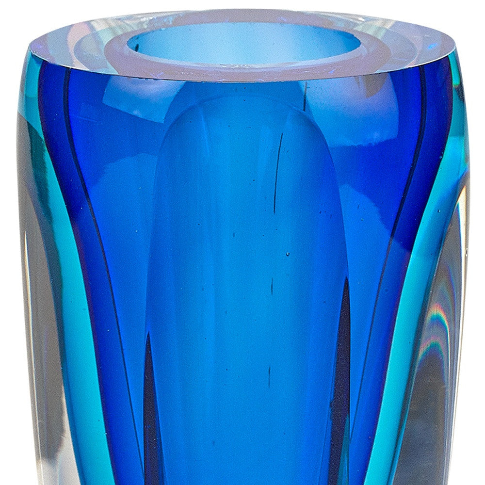 6 Mouth Blown Blue Art Glass Vase-2