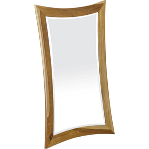 Modern Curves Solid Teak Wall Mirror In Natural Finish-0