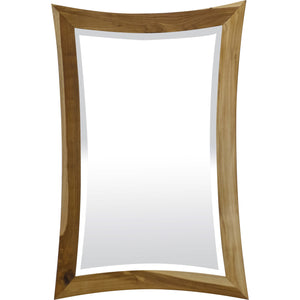 Modern Curves Solid Teak Wall Mirror In Natural Finish-1