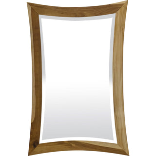 Modern Curves Solid Teak Wall Mirror In Natural Finish-1