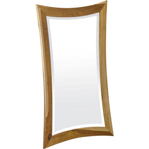 Modern Curves Solid Teak Wall Mirror In Natural Finish-2