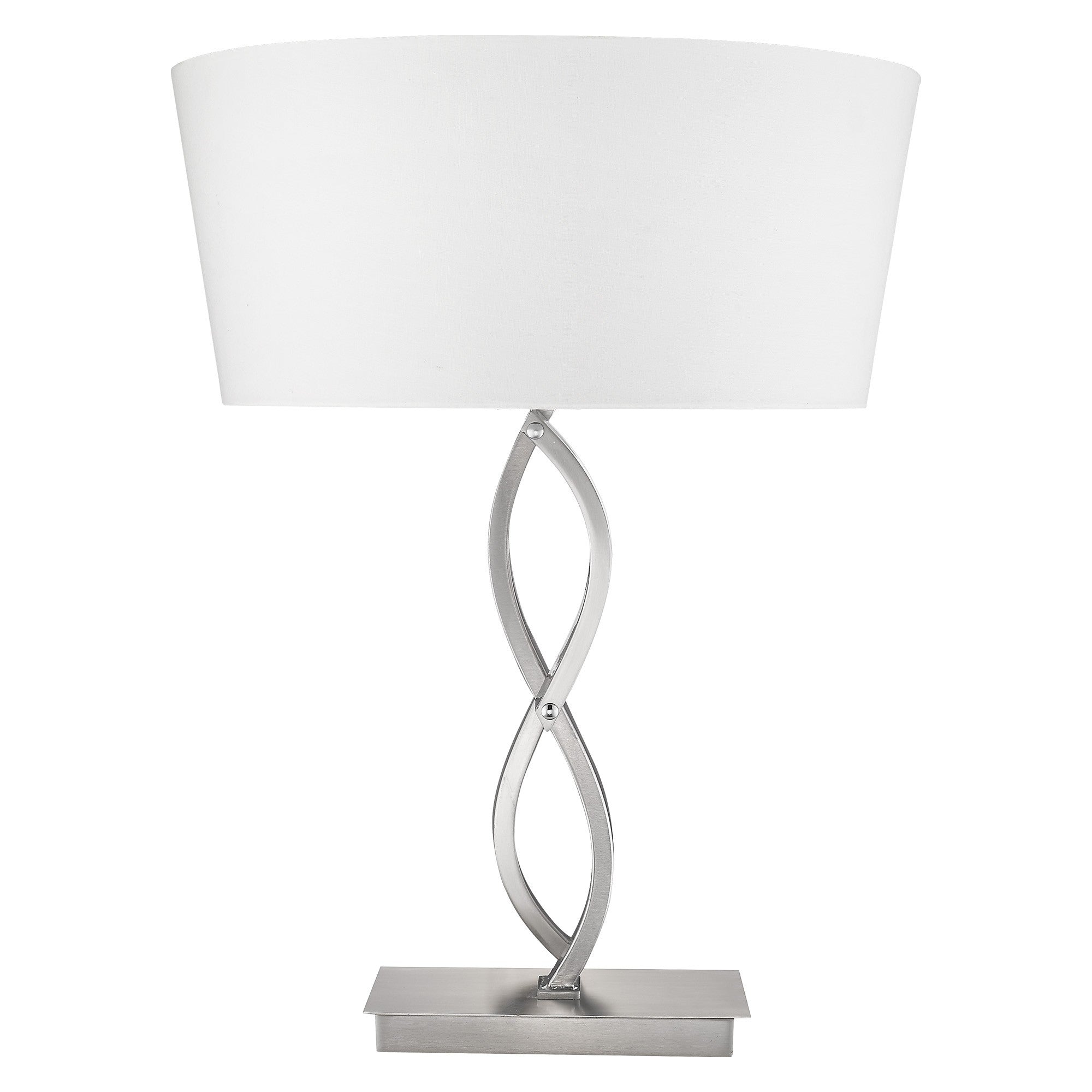 25" Nickel Metal Novelty Buffet Lamp With White Empire Shade-1