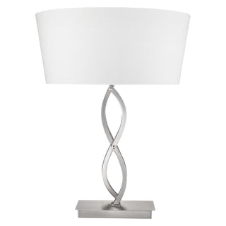 25" Nickel Metal Novelty Buffet Lamp With White Empire Shade-1