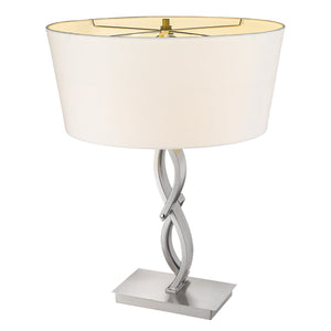 25" Nickel Metal Novelty Buffet Lamp With White Empire Shade-6