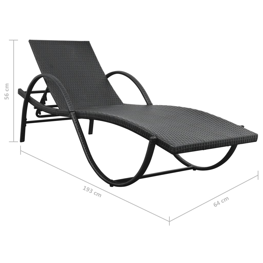 vidaXL Sun Lounger with Cushion Poly Rattan Brown-2