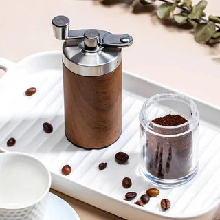 Coffee Manual Hand Grinder Portable Wood Grain Stainless Steel-4