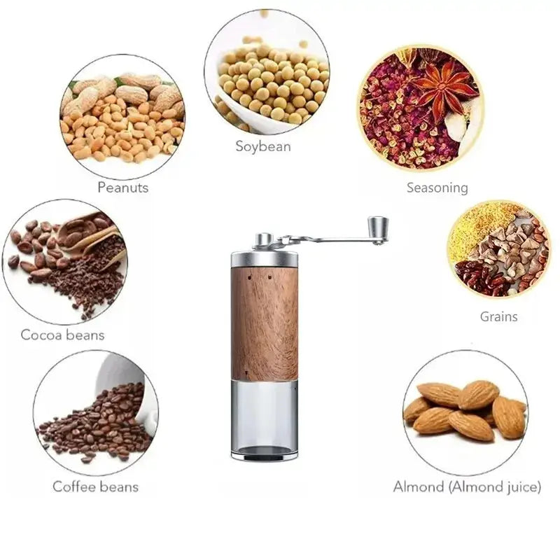 Coffee Manual Hand Grinder Portable Wood Grain Stainless Steel-1