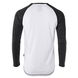 ZIMEGO Long Sleeve Contrast Raglan Henley V-Neck T-Shirts-2