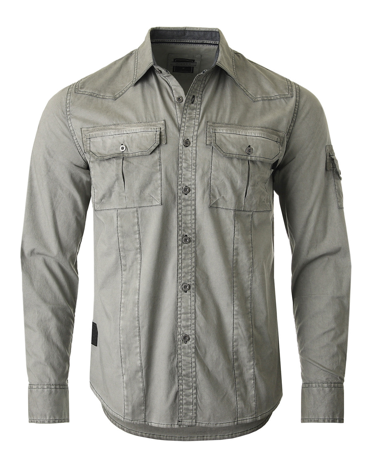 ZIMEGO Men's Stretch Flex Slim Color Washed Vintage Rugged Fashion Button Shirts-2