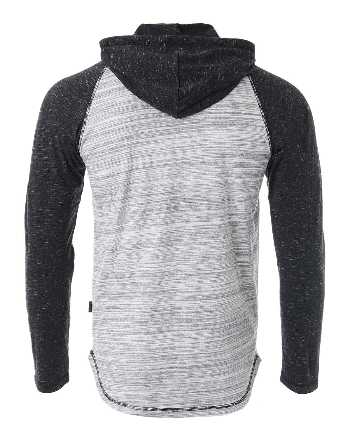 ZIMEGO Long Sleeve Raglan Henley Round Bottom Hood T-Shirts - GREY / BLACK-2