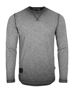 NEW - Men's Long Sleeve Crew Neck Vintage Wash T-Shirt with Curved Bottom Hem-1