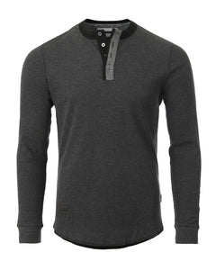 ZIMEGO Men's Vintage Burnout Garment Wash Long Sleeve Lightweight Thermal Henley-3