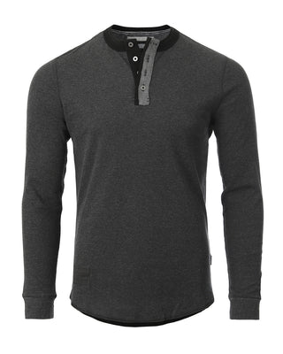 ZIMEGO Men's Vintage Burnout Garment Wash Long Sleeve Lightweight Thermal Henley-3