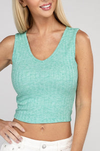 Ribbed Scoop Neck Cropped Sleeveless Top-7