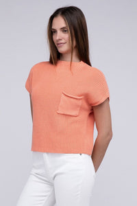 Mock Neck Short Sleeve Cropped Sweater-3