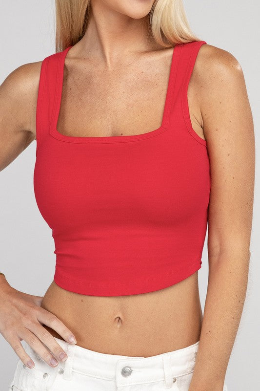 Cotton Square Neck Cropped Cami Top-8