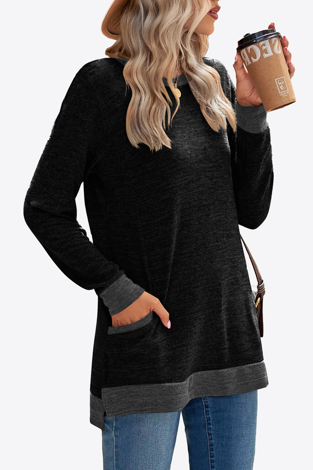 Heathered Slit Top with Pockets - Team Spirit Store USA 