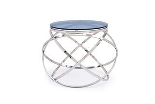 Smoked Glass and Stainless Steel End Table - Team Spirit Store USA 