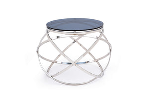 Smoked Glass and Stainless Steel End Table - Team Spirit Store USA 