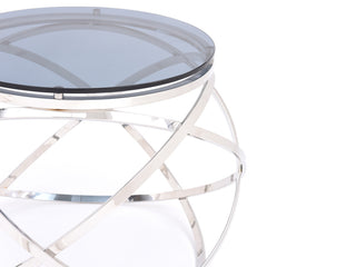 Smoked Glass and Stainless Steel End Table - Team Spirit Store USA 