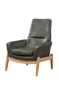 30" X 33" X 40" Black Top Grain Leather Accent Chair-0