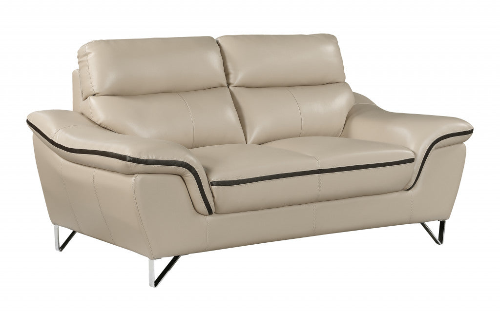 36" Contemporary Beige Leather Loveseat-1