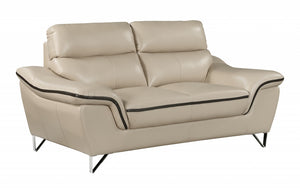 36" Contemporary Beige Leather Loveseat-1