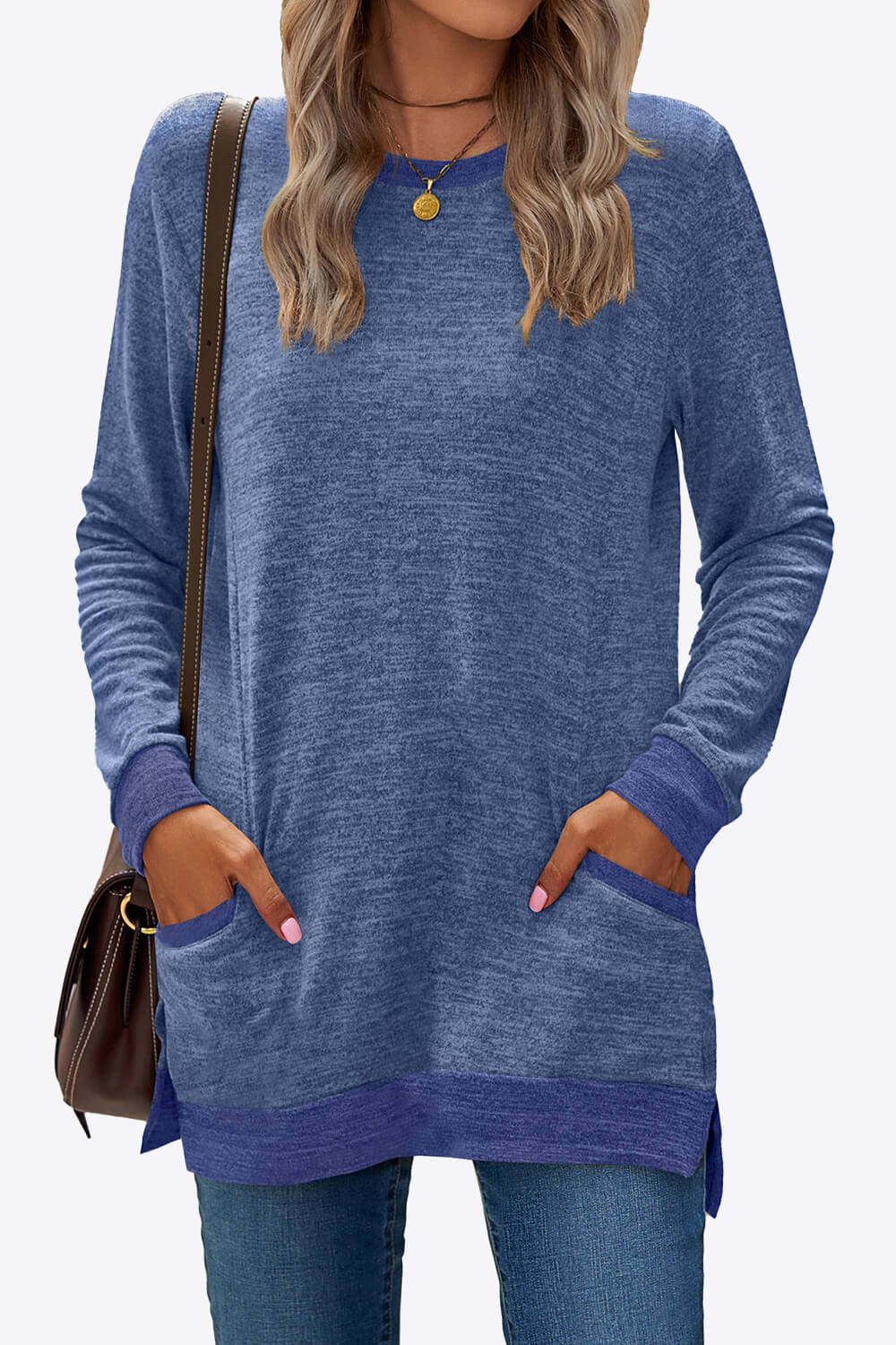 Heathered Slit Top with Pockets - Team Spirit Store USA 