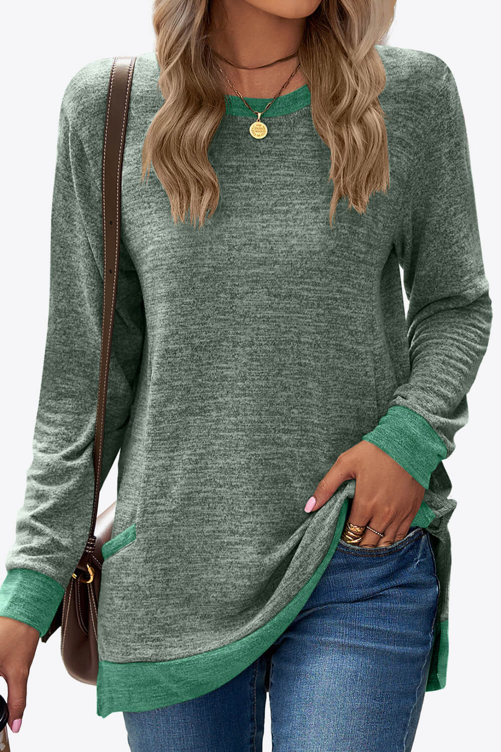 Heathered Slit Top with Pockets - Team Spirit Store USA 