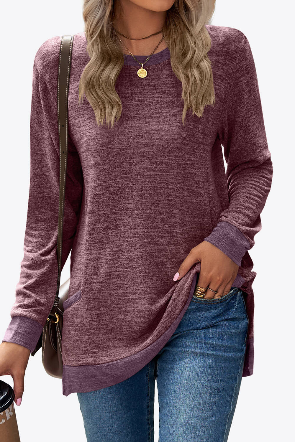 Heathered Slit Top with Pockets - Team Spirit Store USA 