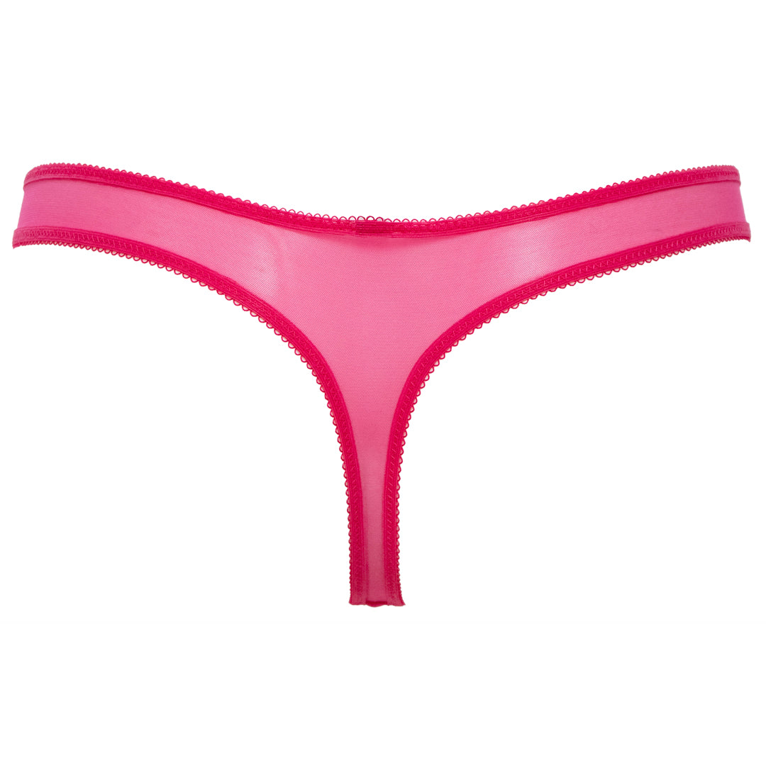 Tommy Jeans ID sheer dot mesh thong in hot pink