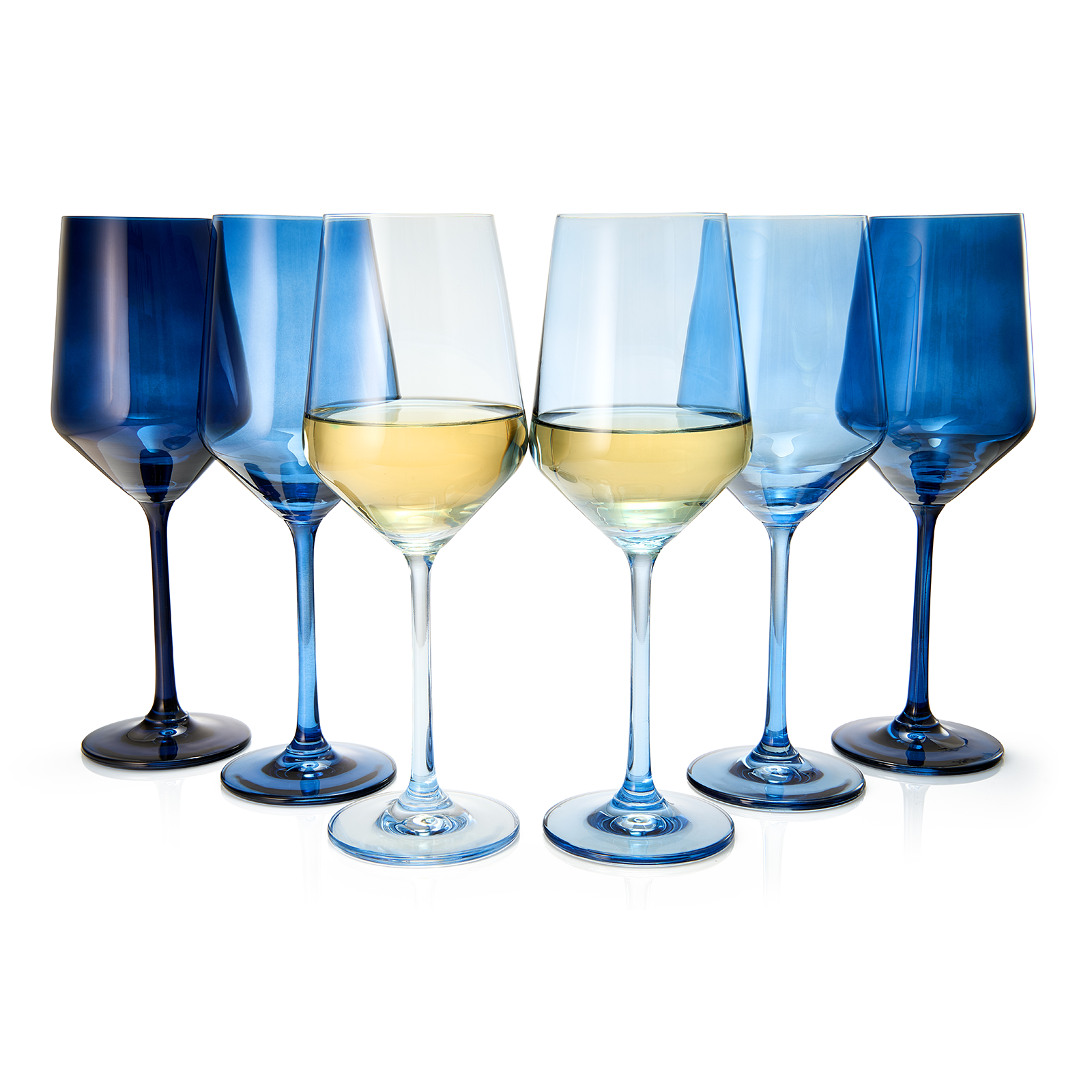 The Wine Savant - Colored Stemmed Wine Glasses - Set of 6 - 12oz